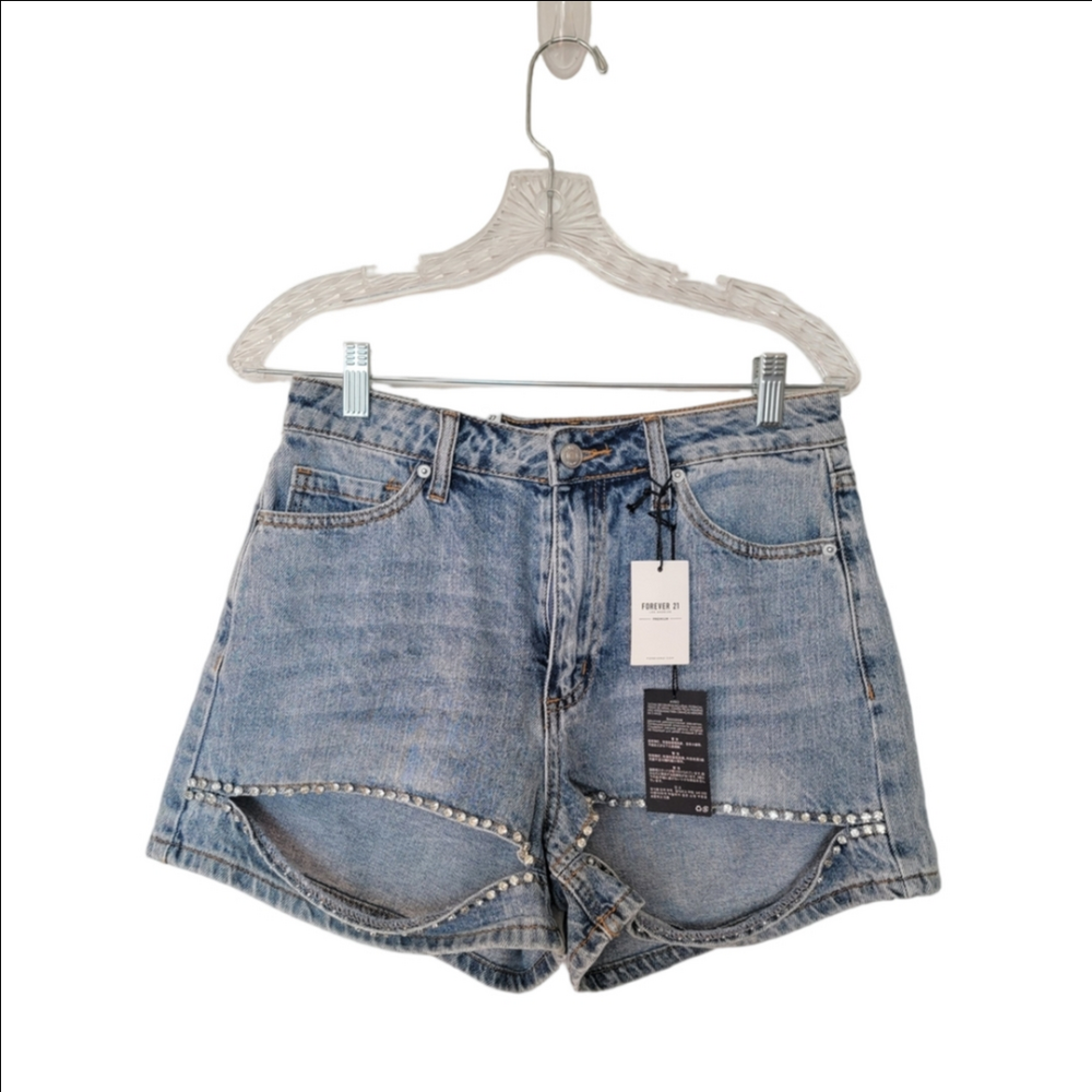 Forever 21 Light Blue Jean Shorts with Embellishments